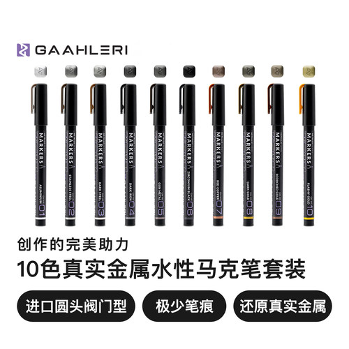 Gaahleri 伽利略『真实金属色』水性马克笔丨模型涂装上色
