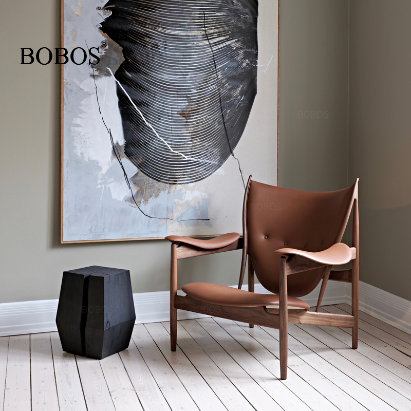 bobos真皮白蜡木艺术休闲椅