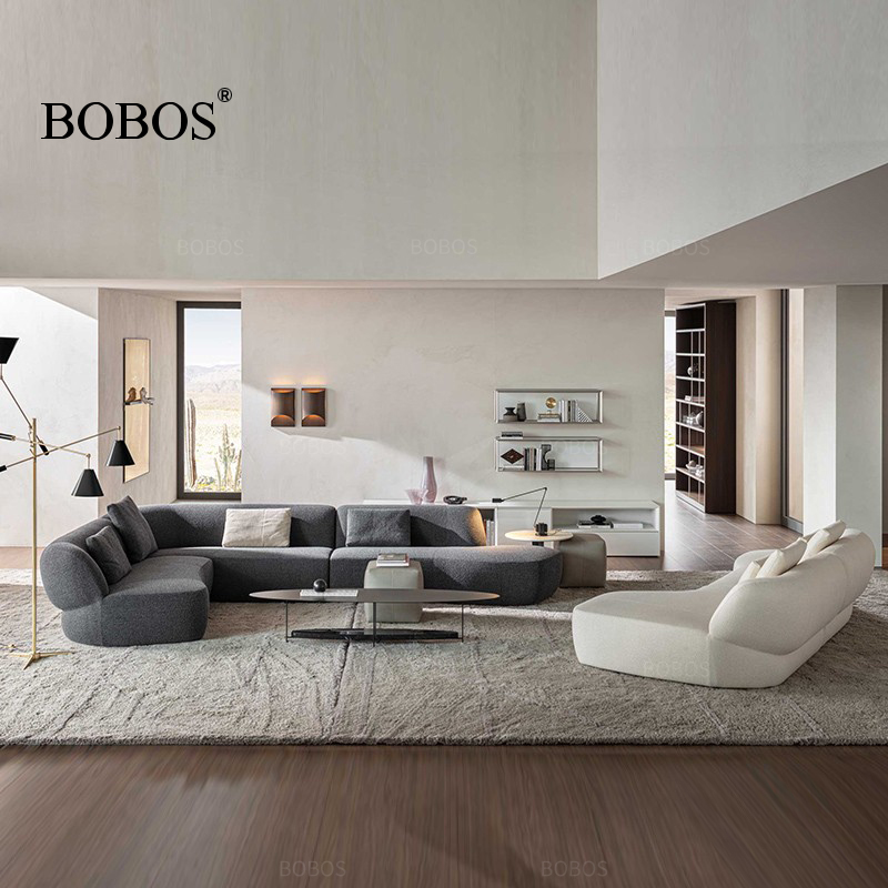 意式风极简大小户型羽绒布艺沙发