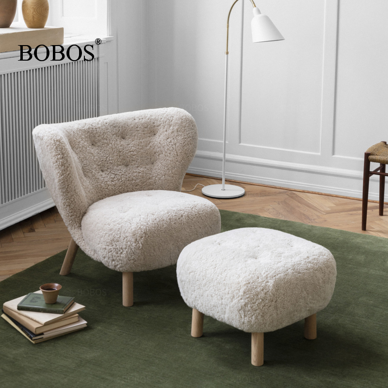 bobos复古羊羔毛柔软休闲椅