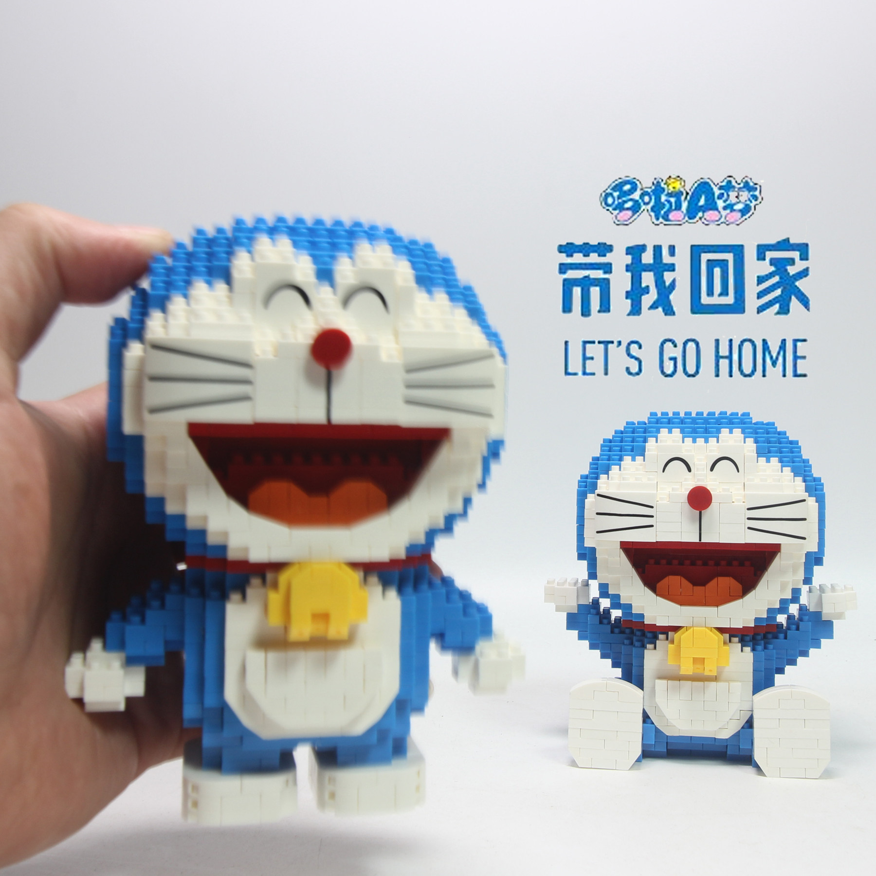 正版哆啦a梦蓝胖子小颗粒钻石塑料积木立体拼装成年益智减压玩具