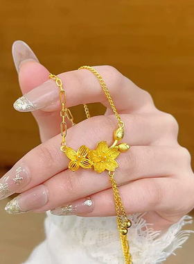 双生花朵项链一体链小红书同款AB套链时尚简约女套链饰品项链首饰