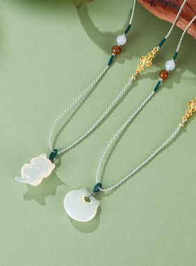 天然玉髓仓鼠钱包吊坠项链女可爱