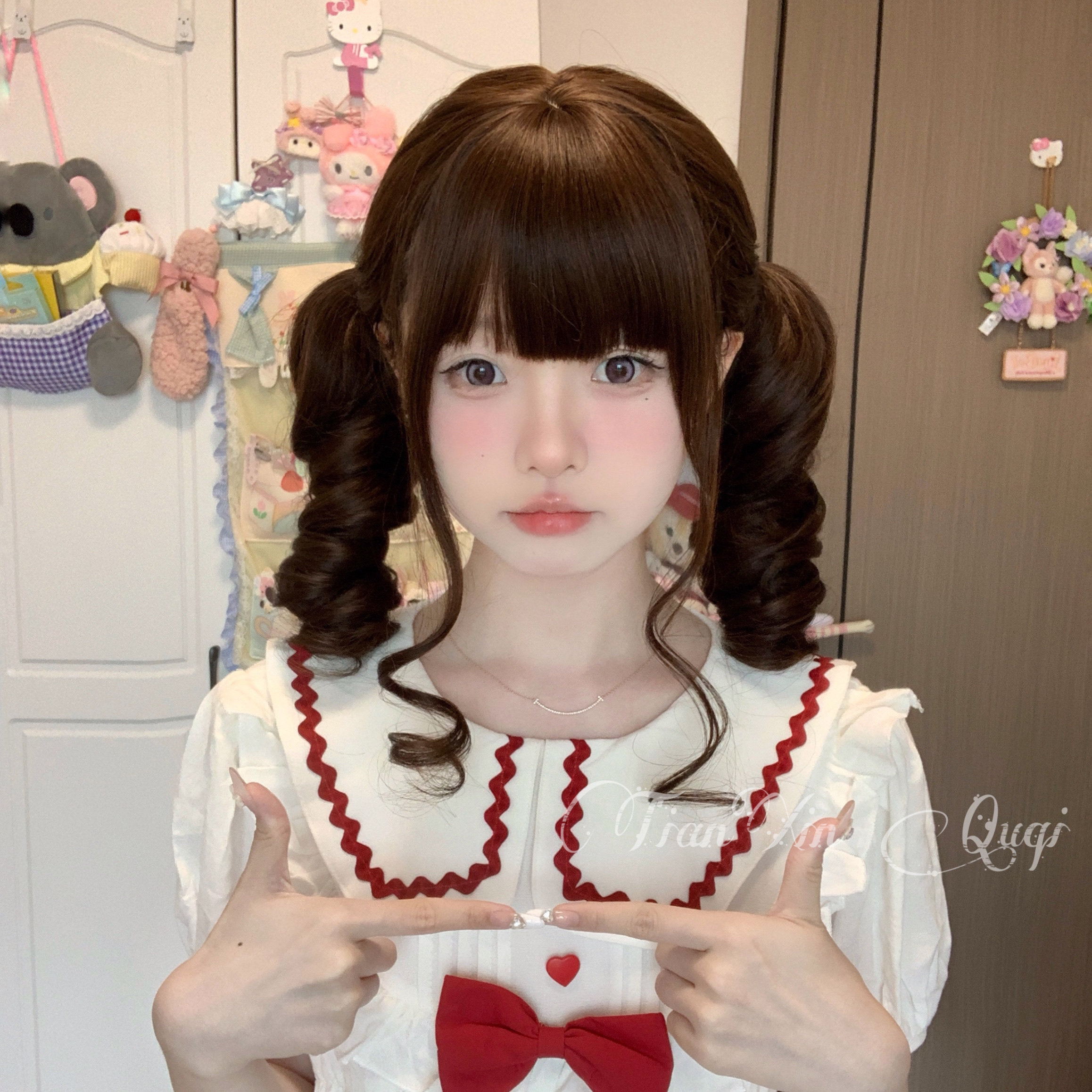罗马卷45cm甜心曲奇原创定制假发卷发双马尾Lolita软妹甜美平刘海