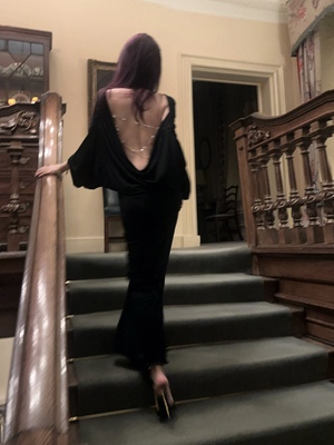 夏媛原创 公爵夫人 晚宴链条露背华丽连衣裙