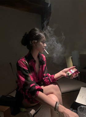 夏媛原创 mob wife 女大佬 长袖衬衫女 秋季新款女装法式高级感