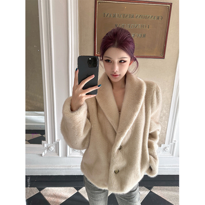 夏媛原创 进入冬令时 暖糯皮毛一体仿皮草外套冬季新款时尚保暖