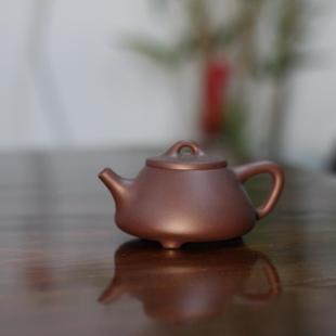 传承壶Q96子冶石瓢3508；老紫泥130ml11.5 6.5cm手工宜兴紫砂壶