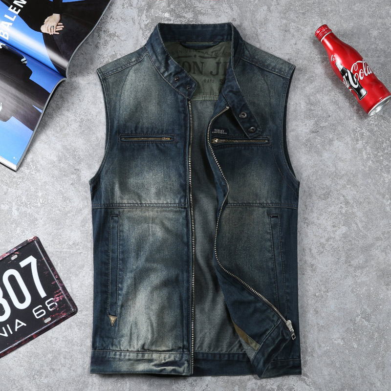 男士潮流时尚全棉背心牛仔马甲