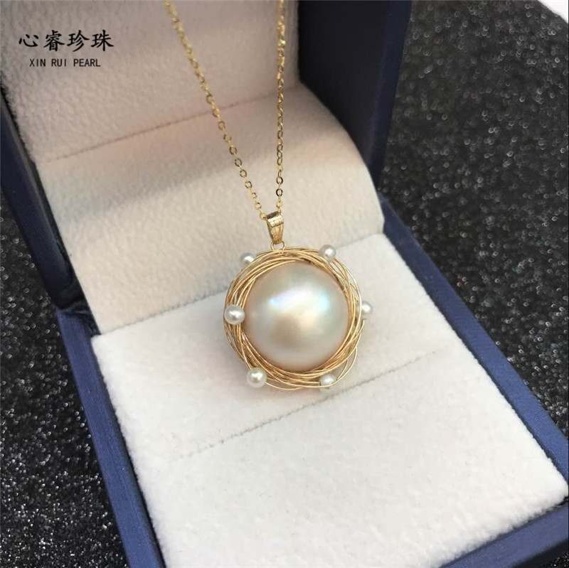 14k Mabe Pearl Pendant customized weave Female models Necklace temperament quality goods Imported Japan Seawater Twist Simplicityin the Jewelry/Diamond/Jade/Gold , Natural pearls (New) , Choker  category - from Buy2taobao.com to provide professional Taobao agent buy service