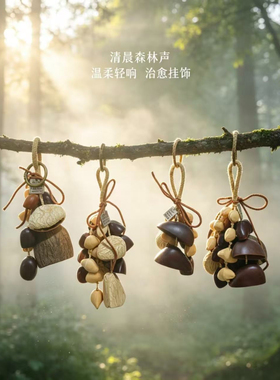 天然果壳手摇铃挂件diy手工材料包风铃成品挂件生日礼物风疗治愈