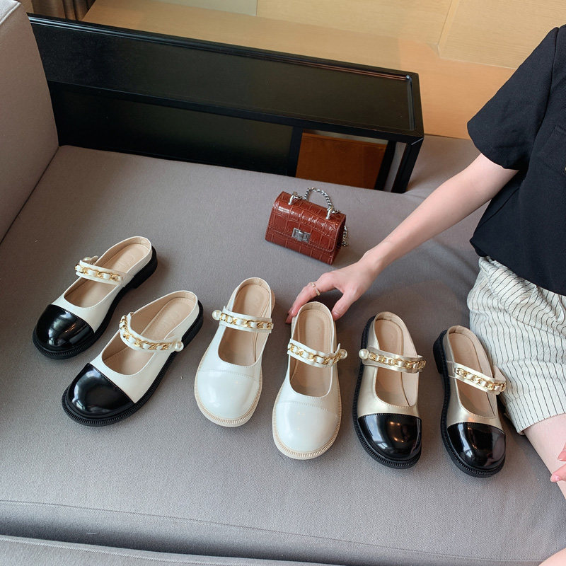 英伦风小众小皮鞋厚底鞋法式复古穆勒鞋鞋外穿半拖穆勒鞋女鞋夏季 搜又搜