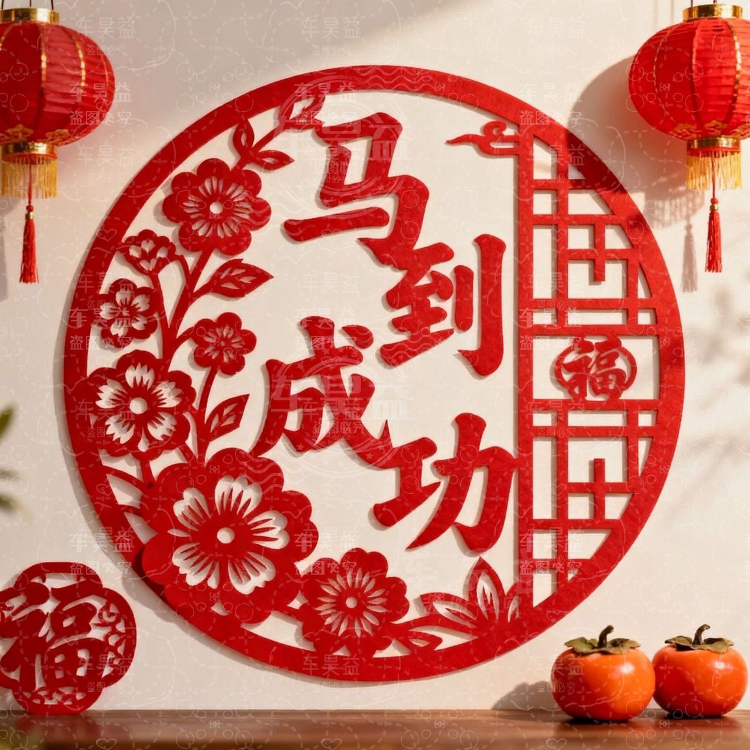 马到成功新年新春贴纸装饰玻璃门窗双推拉门入户大门走廊自粘贴纸