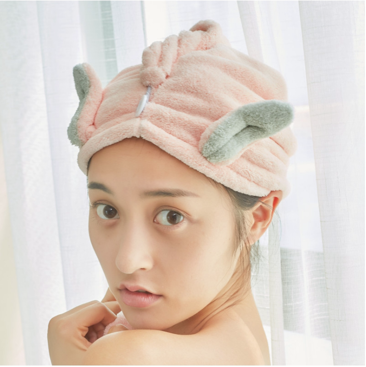 兔耳朵干发帽女双层吸水速干擦头发包头巾化妆洗澡发箍