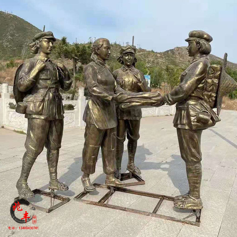 女红军抗战摆件半条棉被长征故事户外园林玻璃钢铸铜革命人物雕塑