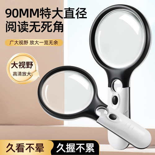 手持阅读放大镜高清10倍带灯