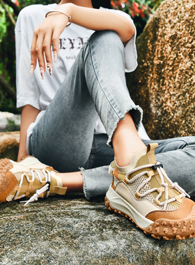 夏季轻量化爬山徒步鞋女鞋透气男鞋新款免系带户外情侣登山运动鞋