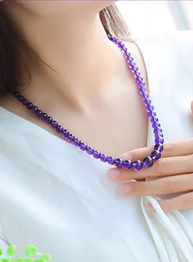 原创宝石紫水晶圆珠女天然紫水晶