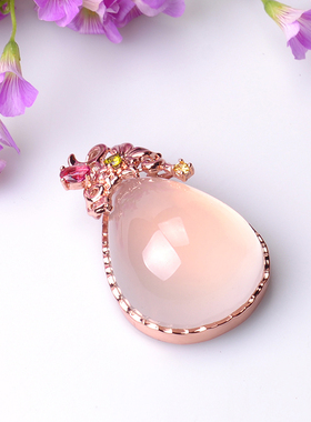 粉水晶毛衣链女芙蓉石无暇