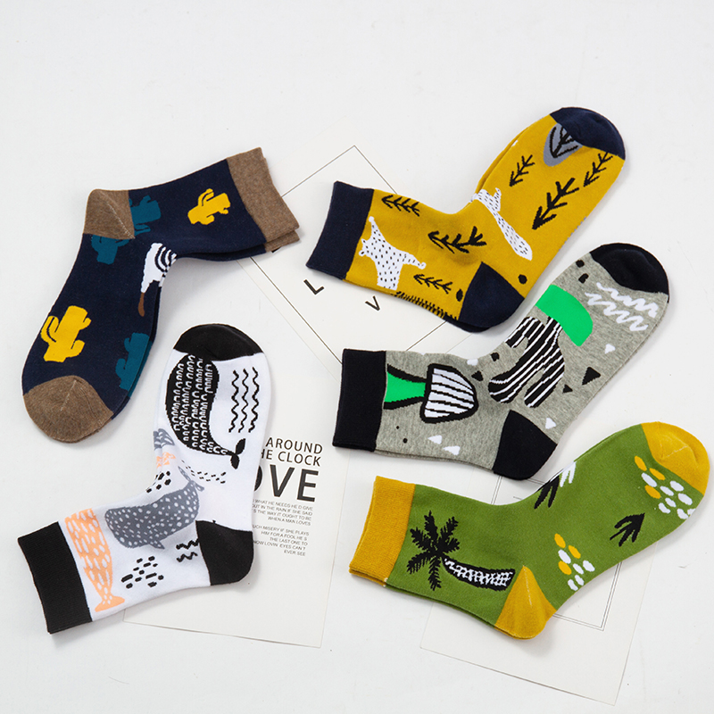 男士潮牌运动个性植物长筒袜