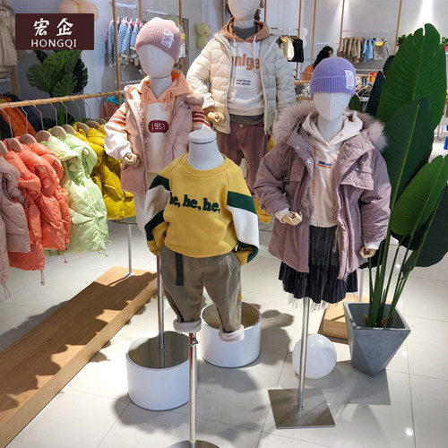 宏企男女童装店小孩带头模特道具