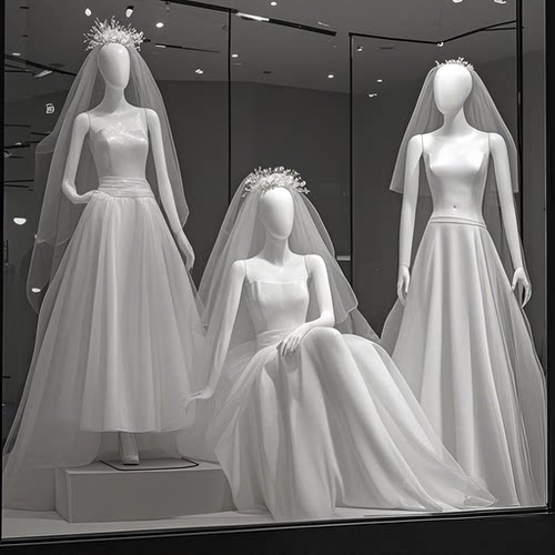 高档哑白女装全身模特展示架