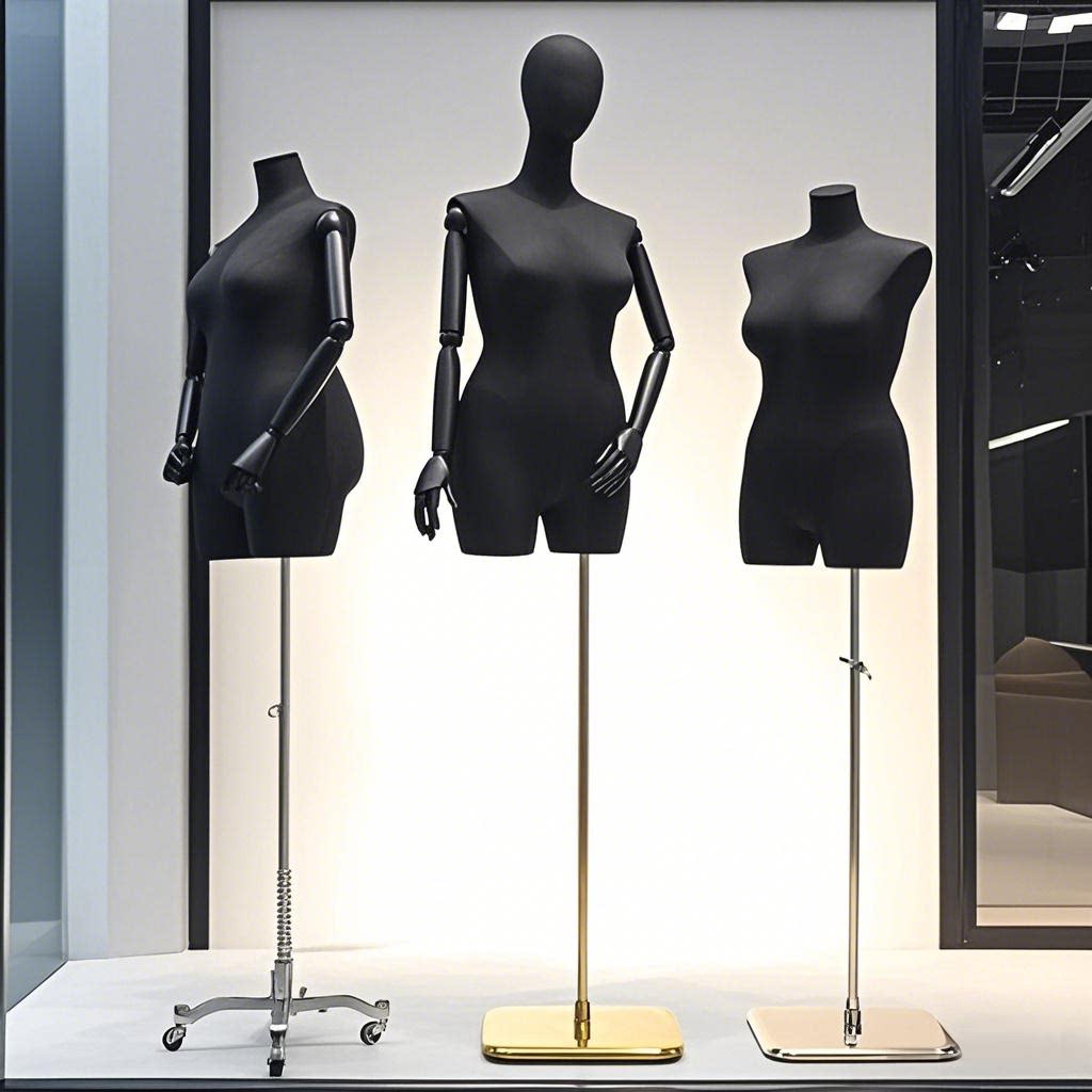 平肩假人体服装店橱窗黑色展示架