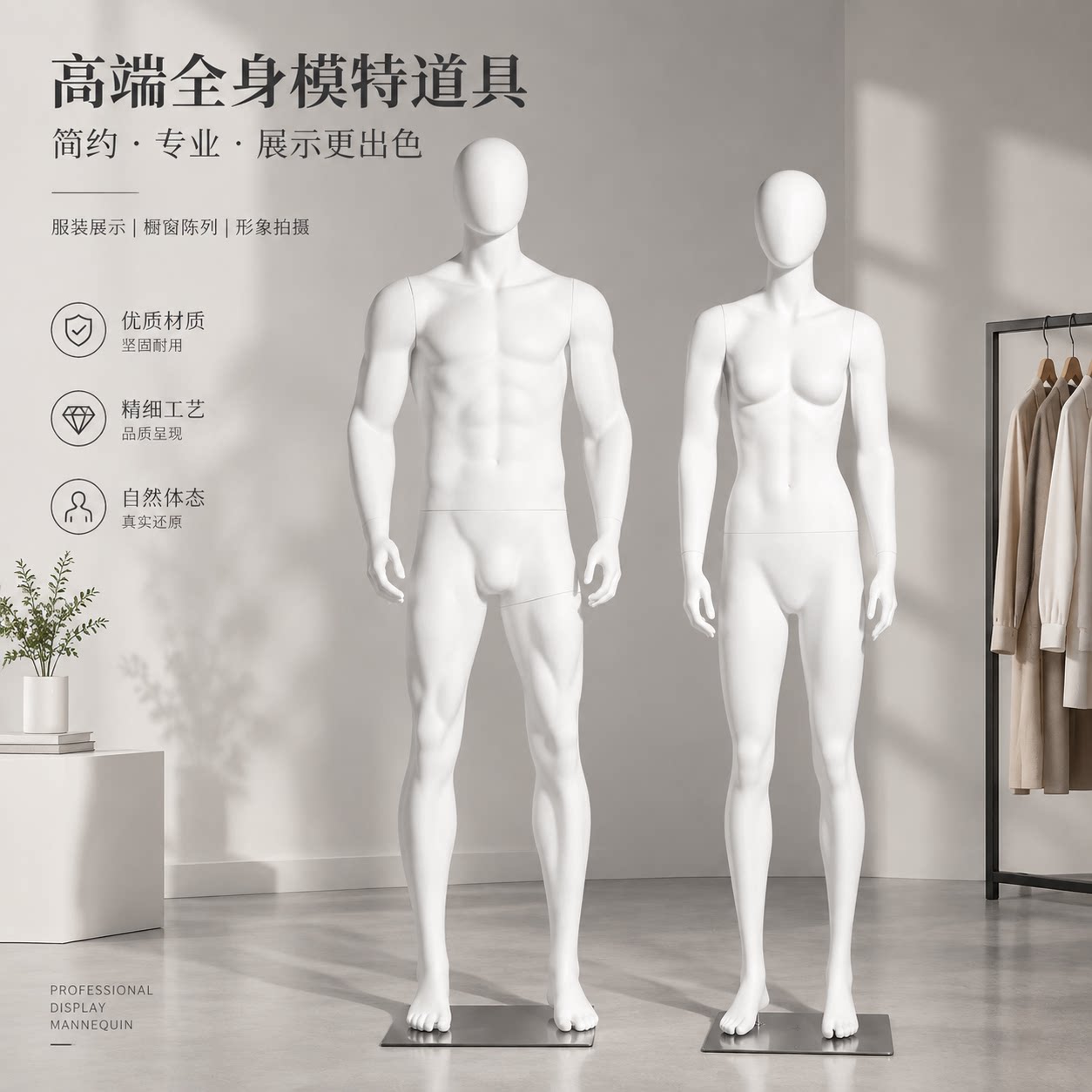 哑白大块男全身假肌肉模特