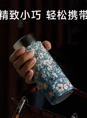 格丽思（GREENIS）新款迷你纯钛保温杯双层钛杯高档商务办公茶杯