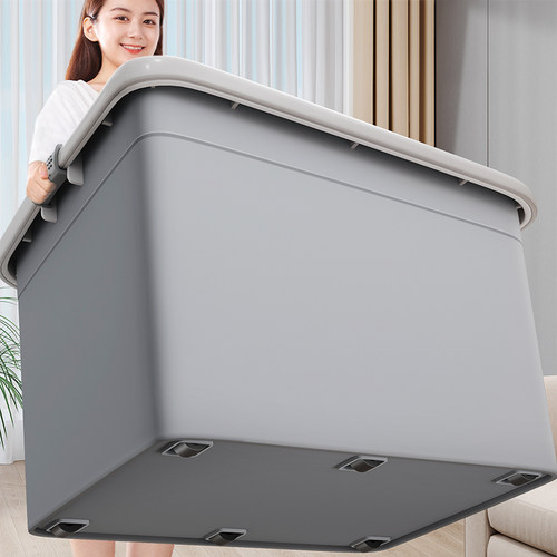 纳大塑料收箱30l4滚060l号210l0l带7轮l整理1箱厚有加轮子储物箱