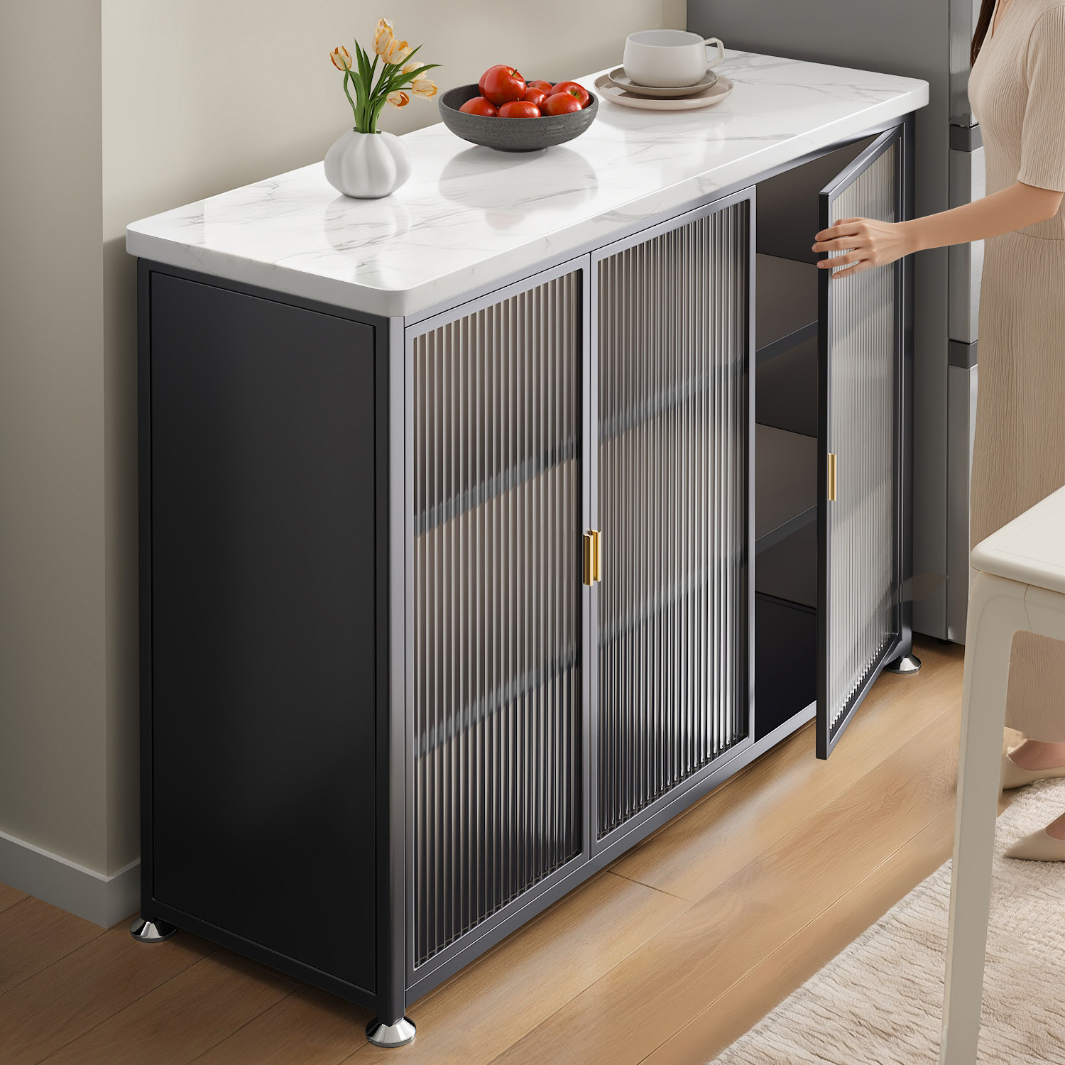 佳帮手岩板厨房置物架落地多层靠墙一体多功能餐边收纳柜储物橱柜,厨房/烹饪用具,厨房置物架/置物柜/角架,淘宝优惠券,粉丝福利购,淘宝优惠卷