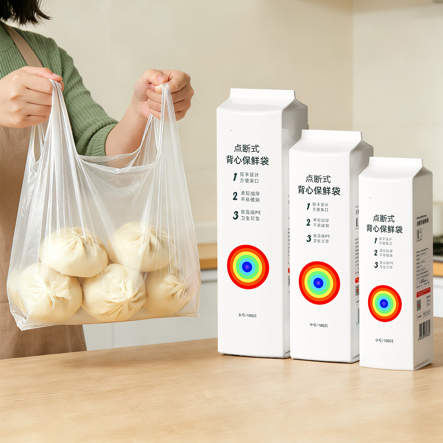 佳帮手食品级保鲜袋背心式加厚家用一次性冰箱冷冻分装专用密封袋