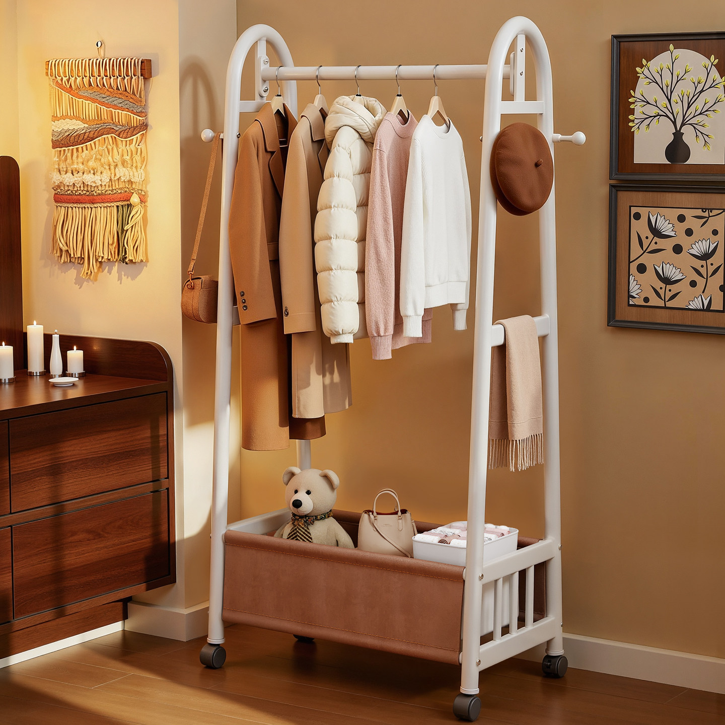 佳帮手小户型衣帽架落地室内挂衣架家用卧室房间可移动收纳衣服架