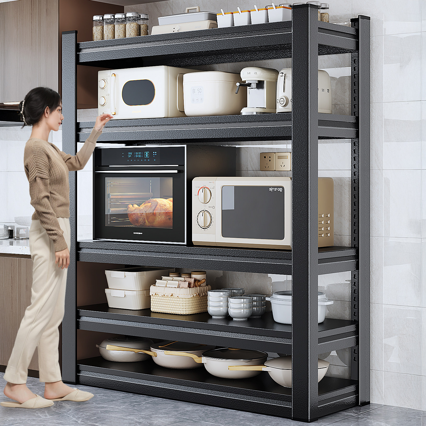 【升级一体立柱】加厚厨房置物架