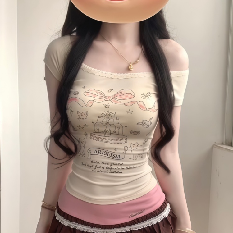 夏季辣妹露肩修身显瘦短款上衣