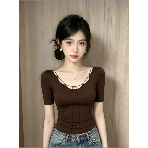【方汀FANGTING】U领短袖t恤女装