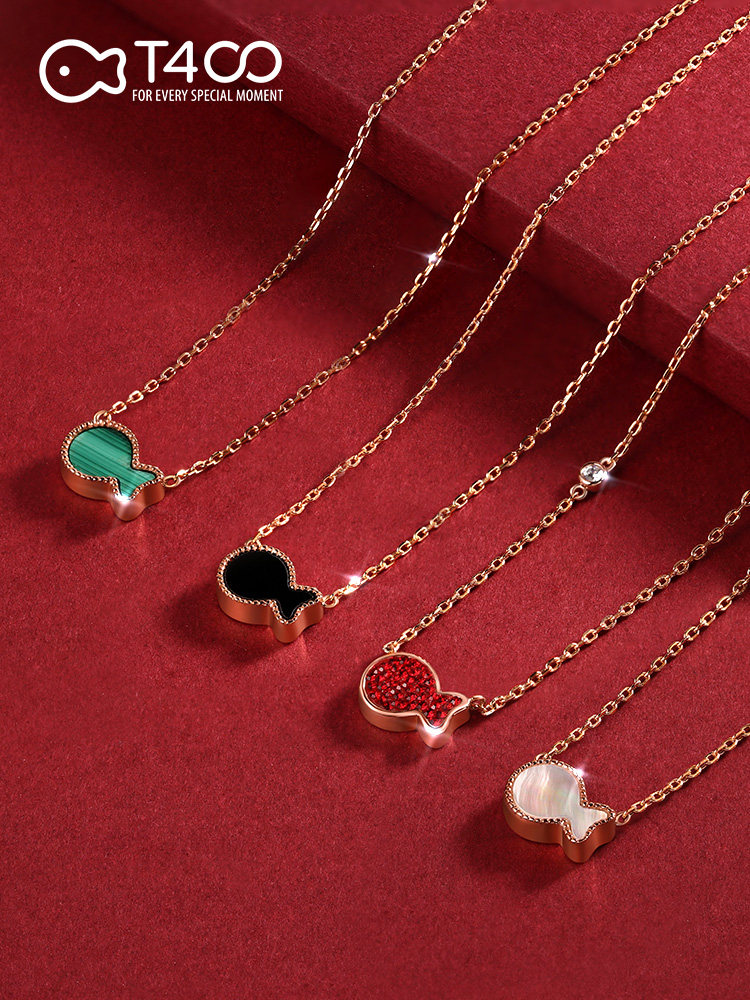 T400 black Agate necklace female 2021 new light luxury niche sterling silver clavicle chain to send girlfriend birthday gift