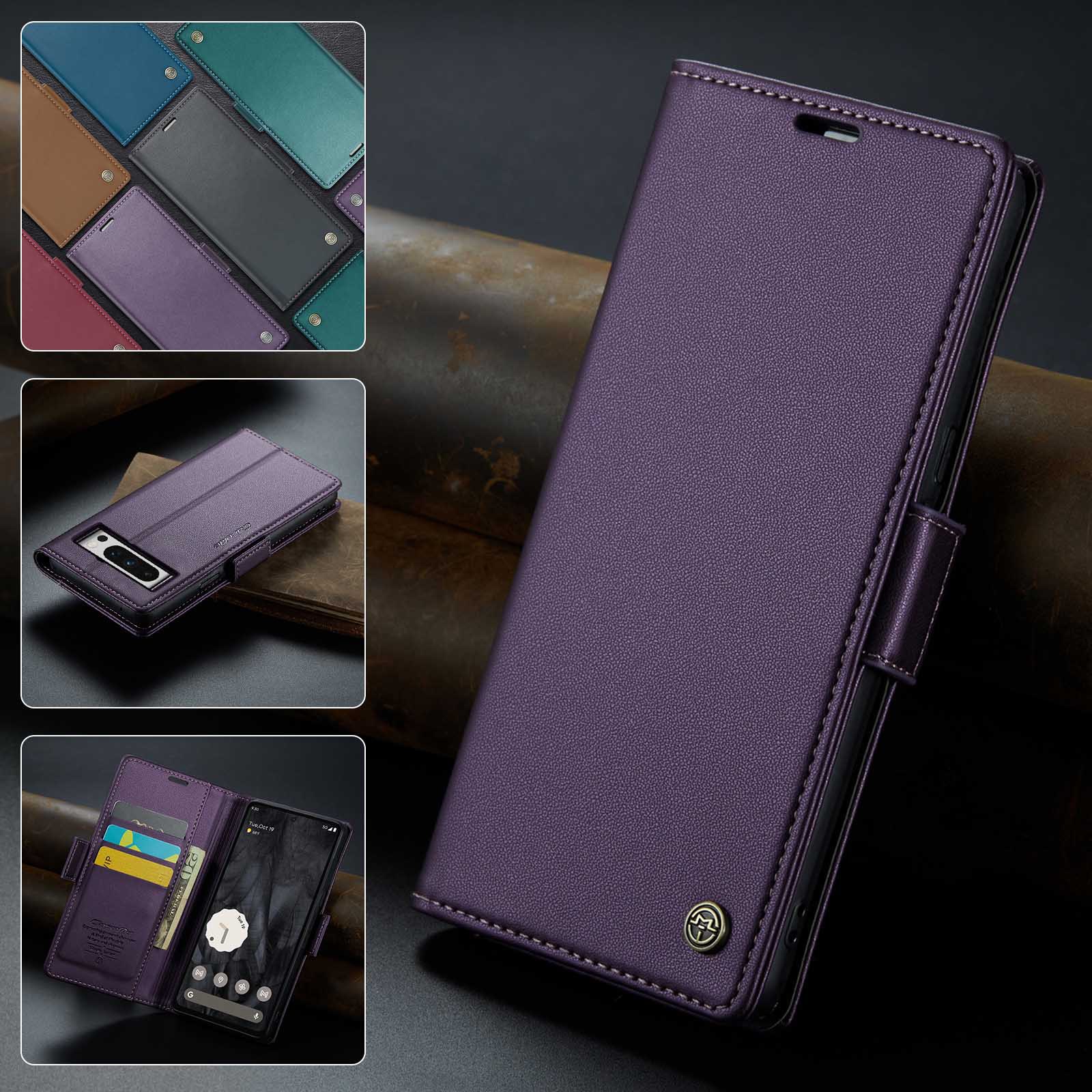 适用谷歌7A手机壳8A侧扣pixel8翻盖皮套插卡Pixel 9ProXL防盗刷保护套pixel9磁吸真皮皮夹外壳男女新款Pro套