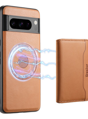 谷歌Pixel8Pro手机壳magsafe磁吸卡包谷歌6789支架壳皮套背夹真皮翻盖钱包PIXEL7A保护套Goole PIXEL 6PRO男