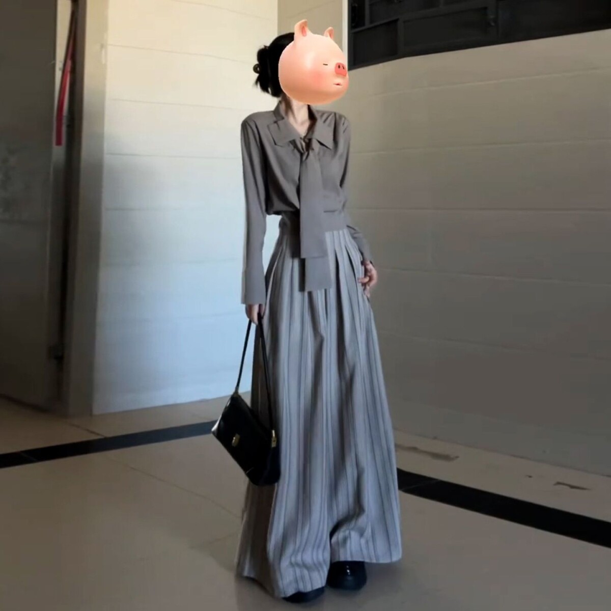 早秋季韩系通勤职业穿搭一整套ootd衬衫阔脚裤两件套装女2025新款