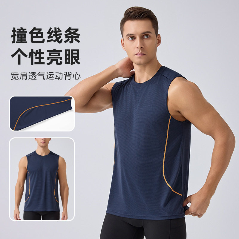 夏季男士无袖健身服上衣加大码户外跑步坎肩速干透气休闲运动背心