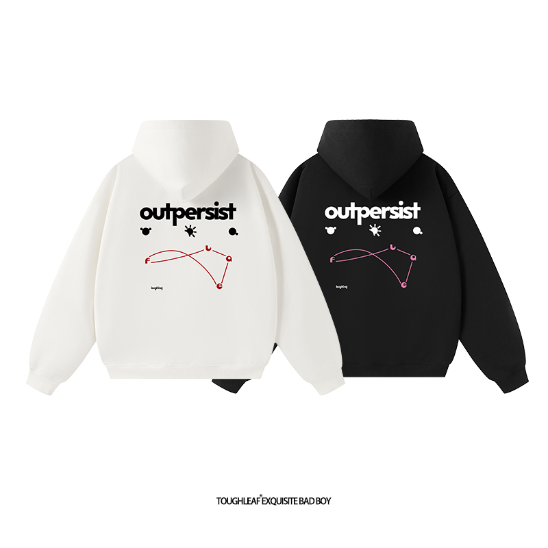 toughleaf(毛圈抓毛)(不加绒)500g重磅户外印花情侣连帽卫衣男女