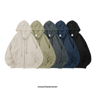 toughleaf(银狐绒)日系cityboy开衫拉链连帽加绒卫衣宽松版外套男