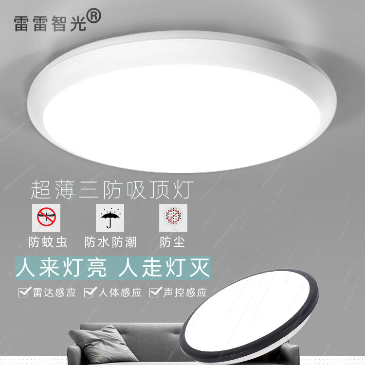 防虫防水雾防潮LED人体感应吸顶灯家用自动浴室卫生间声控阳台灯