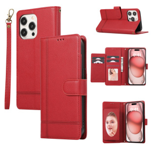 适用iPhone16 15 14Promax手机壳带镜子苹果17 13 12 11斜挎全包防摔plus翻盖保护套S E/X新款8挂绳XR简约7/6