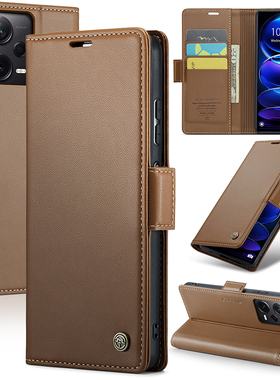 适用小米红米Note12手机壳14/10T全包防摔Turbo真皮POCO X6翻盖皮套13pro保护套11lite S高端M7/C/9pro外壳R