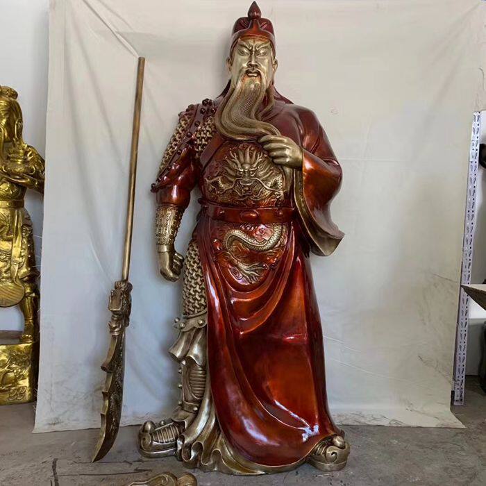 荣华富贵黄铜精工落地关公装饰品