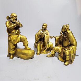 荣华富贵刘关张桃园三结义佛像供奉铜像家居装饰桌面摆件铜器