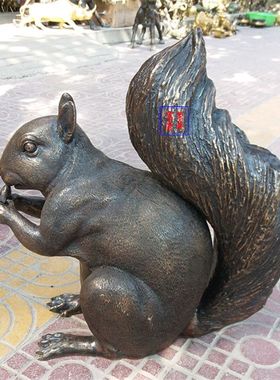 荣华富贵黄铜老鼠落地装饰摆件