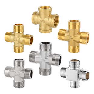 黄铜加厚4分外丝内丝四通6分进出一分三路水管十字接头分水器配件